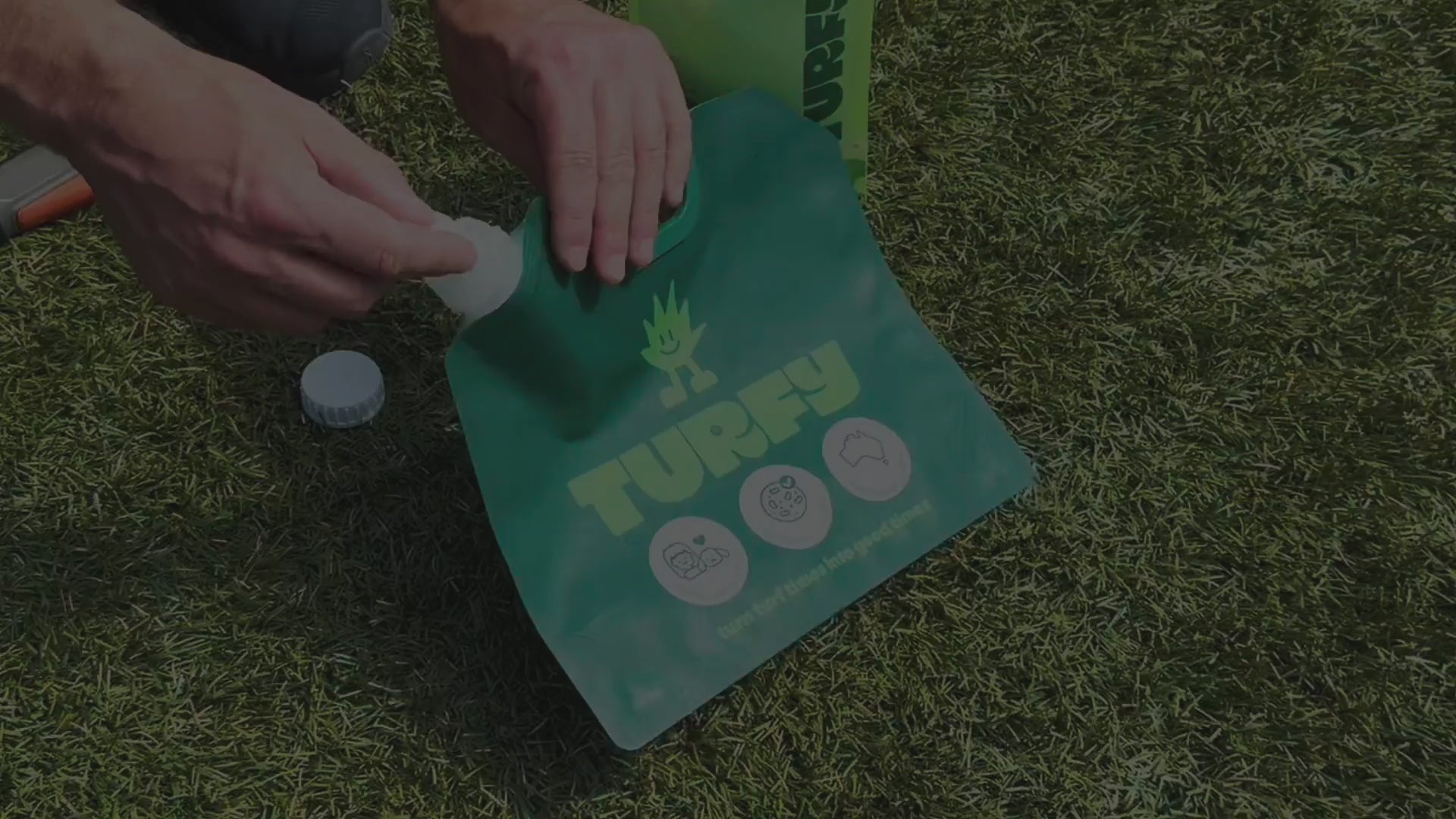 Turfy probiotic turf cleaner montage showing snippets of the kits on artificial grass